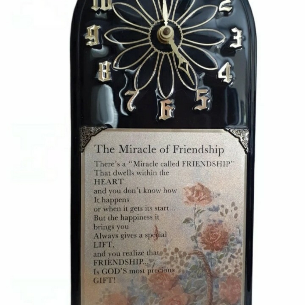 Vintage black gold friendship wall clock picture poem